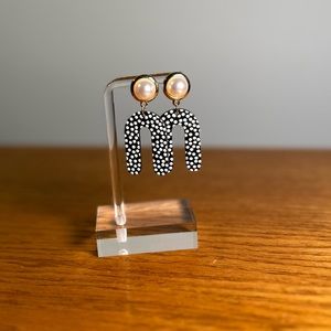 Polka dot and pearl earrings